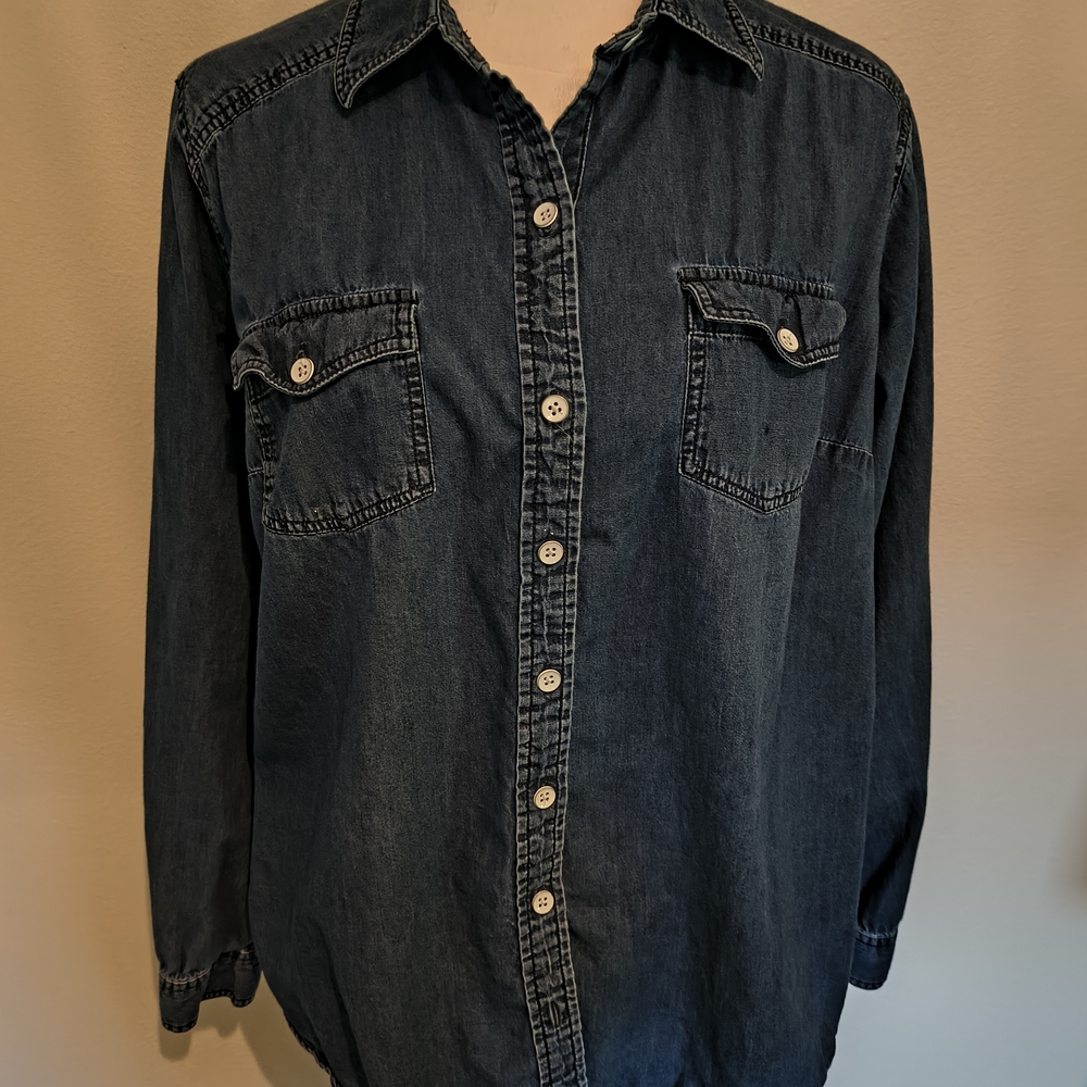 Torrid Dark Blue Denim Button-Down Shirt